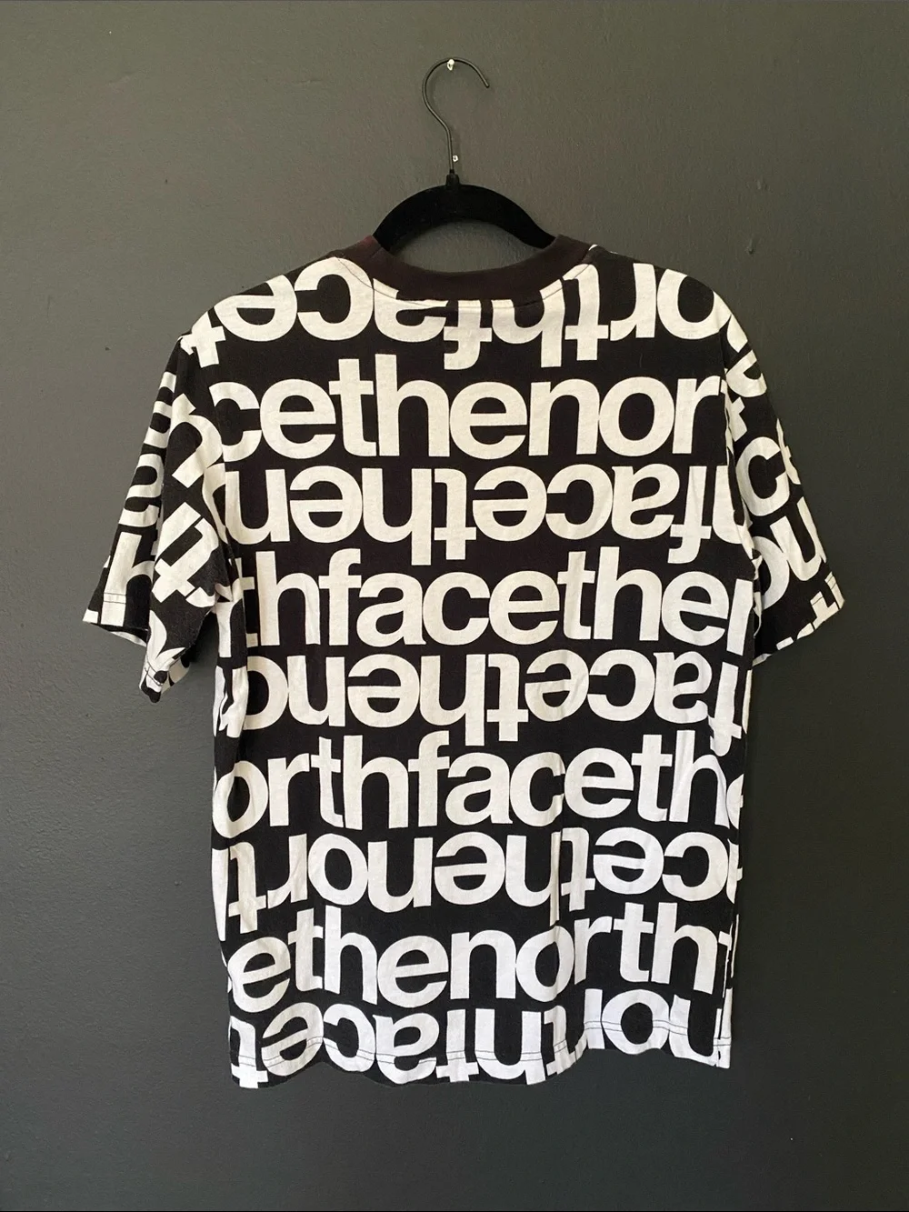 The North Face Black & White Urban Streetwear All-Over Logo Short Sleeve Tee
